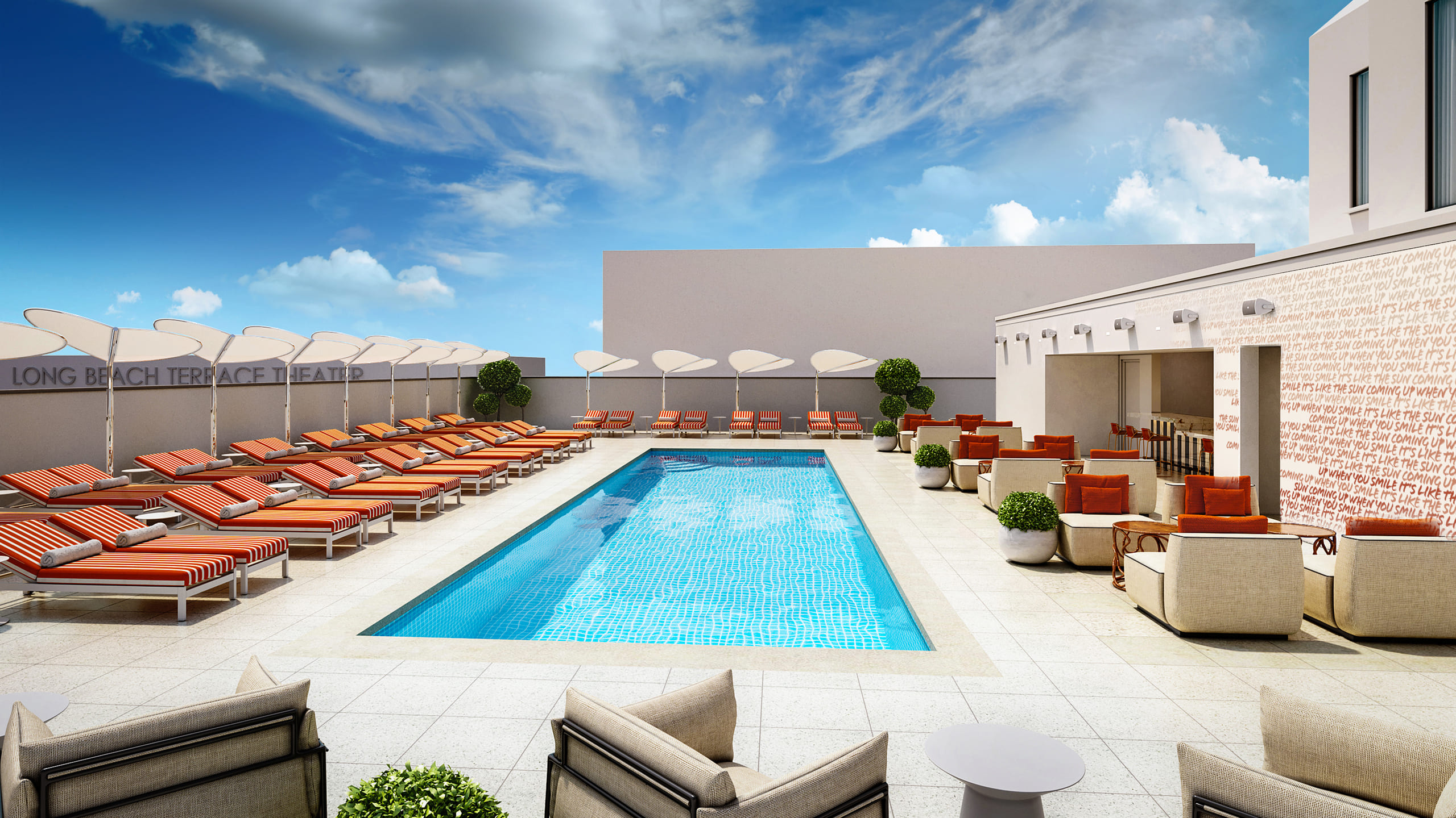 The rooftop pool at Fairmont Breakers Long Beach.