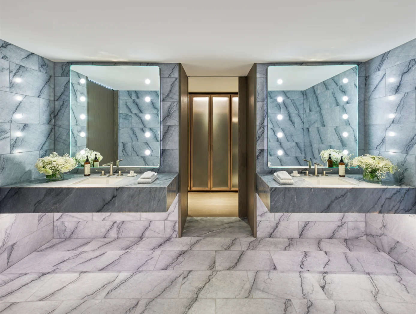 The double sinks in the Premiere Suite at Fairmont Century Plaza.