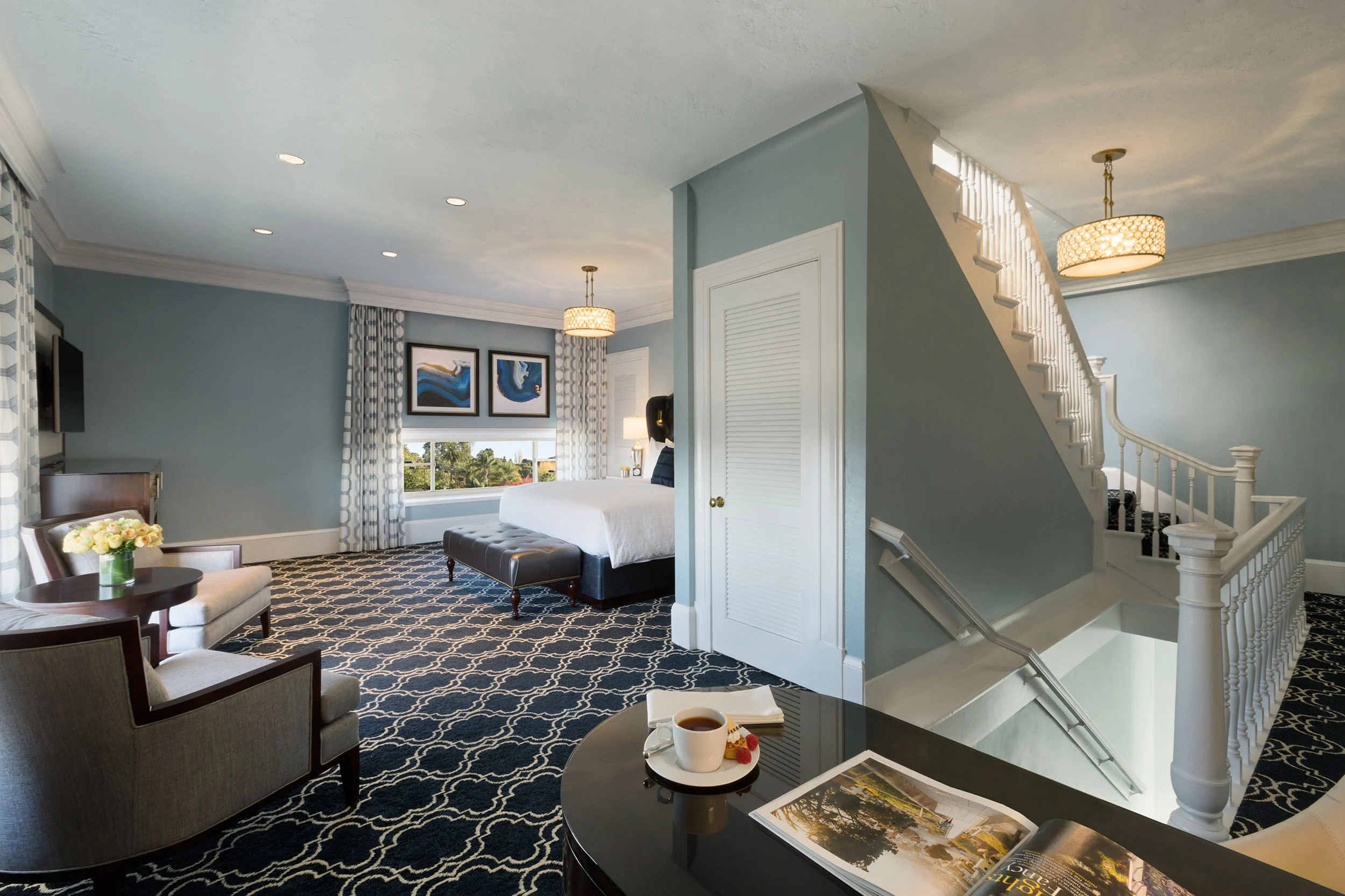 The living area of the Tower Bayview Suite at Claremont Club & Spa.