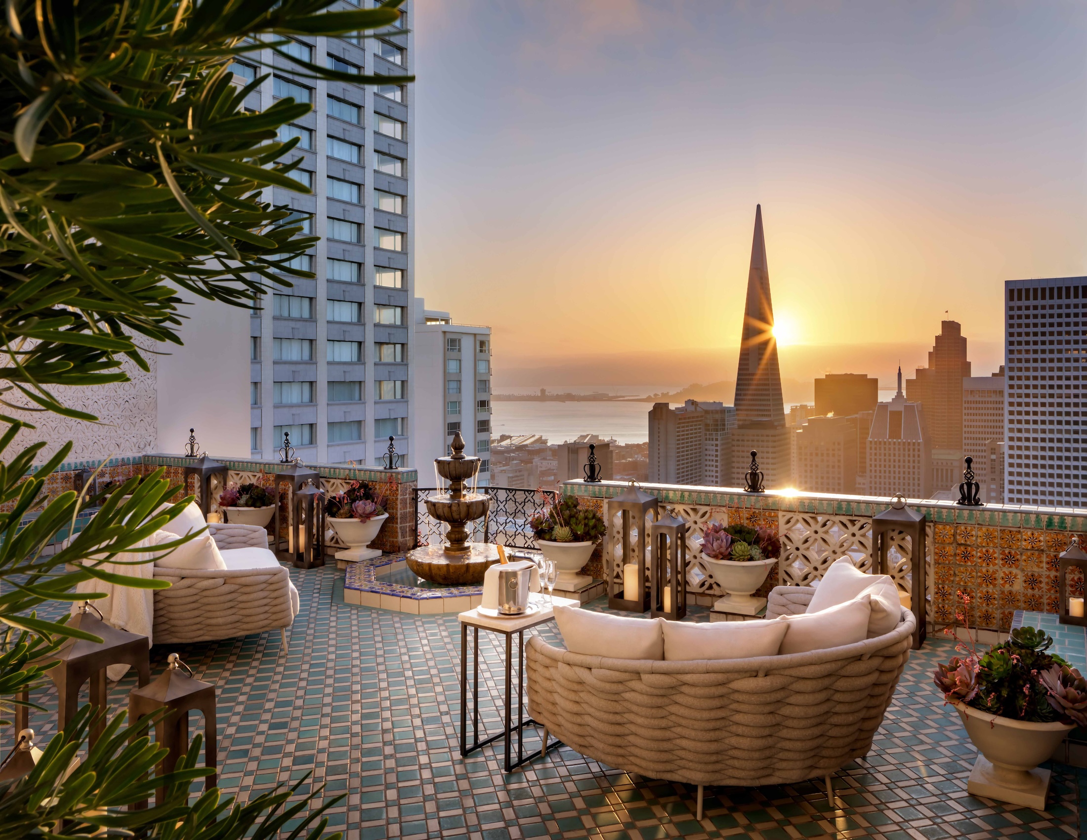 The balcony on the Penthouse Suite at Fairmont San Francisco