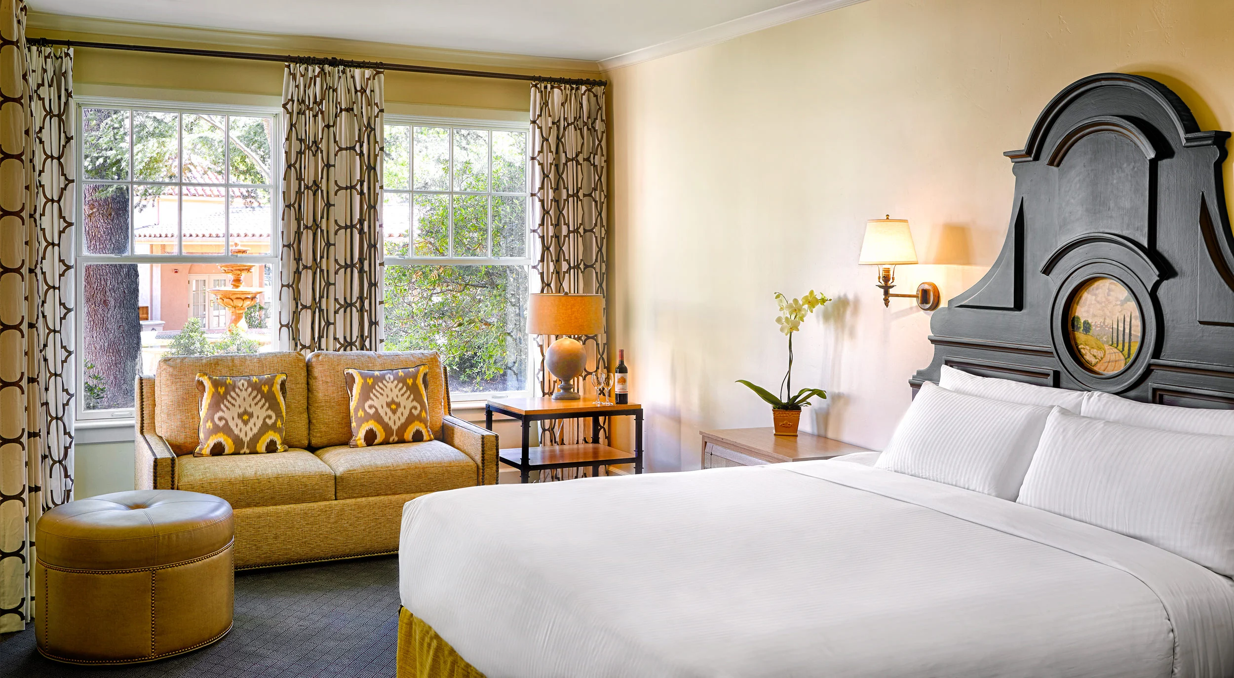 A king bed and sofa bed in the Fairmont King with Sofa Bed room at Fairmont Sonoma.