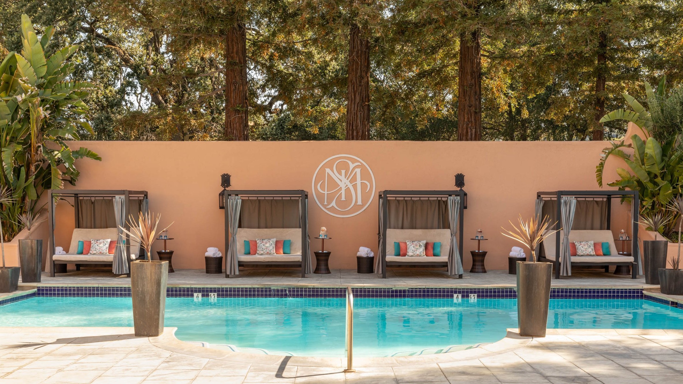 Pool cabanas at the spa at Fairmont Sonoma.